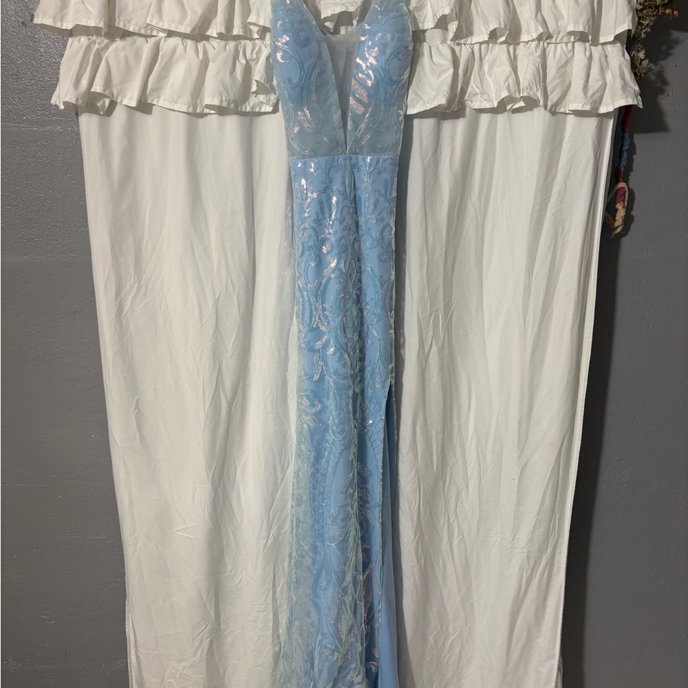 PromGirl Light Blue Sequin Prom Dress